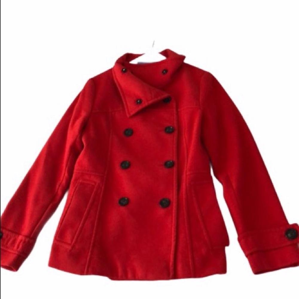 H&M Red Pea Coat Size 6